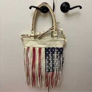 Steve Madden Fringe Shoulder Bag American Flag Fringe July 4th Patriotic